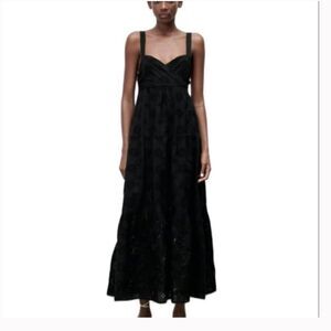 ZARA OPENWORK EMBROIDERED DRESS BLACK | 5107/301 Size S